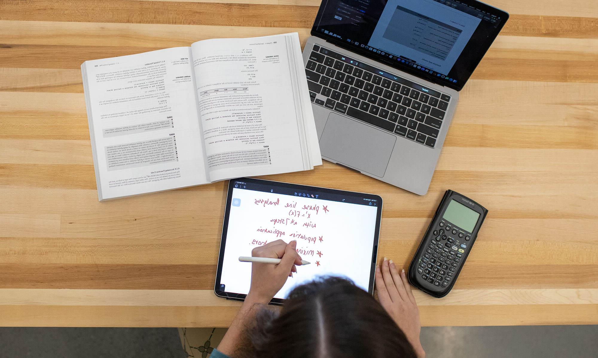 Student working at a desk